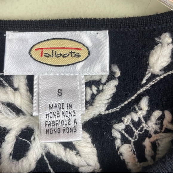 Talbots 100% wool embroidered boho style cropped jacket black & Ivory Small - Picture 6 of 9